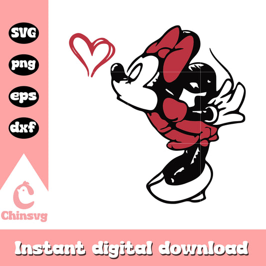 Minnie mouse character kiss svg, valentine day svg, couple svg (2)