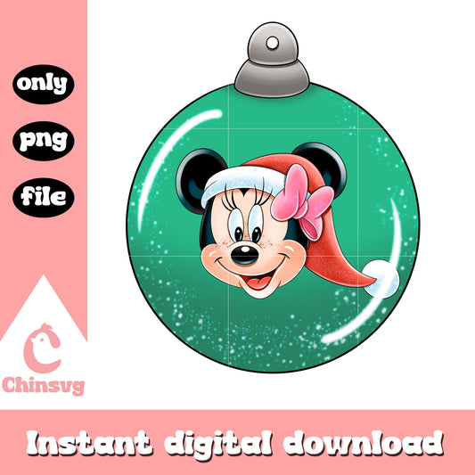 Minnie mouse christmas ball design png, christmas day png