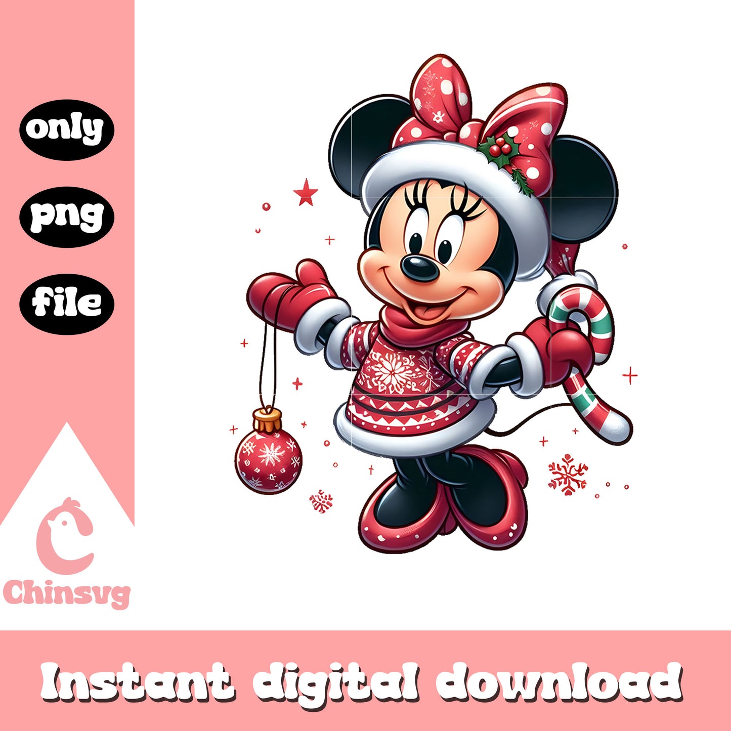 Minnie mouse christmas bauble png, minnie character png