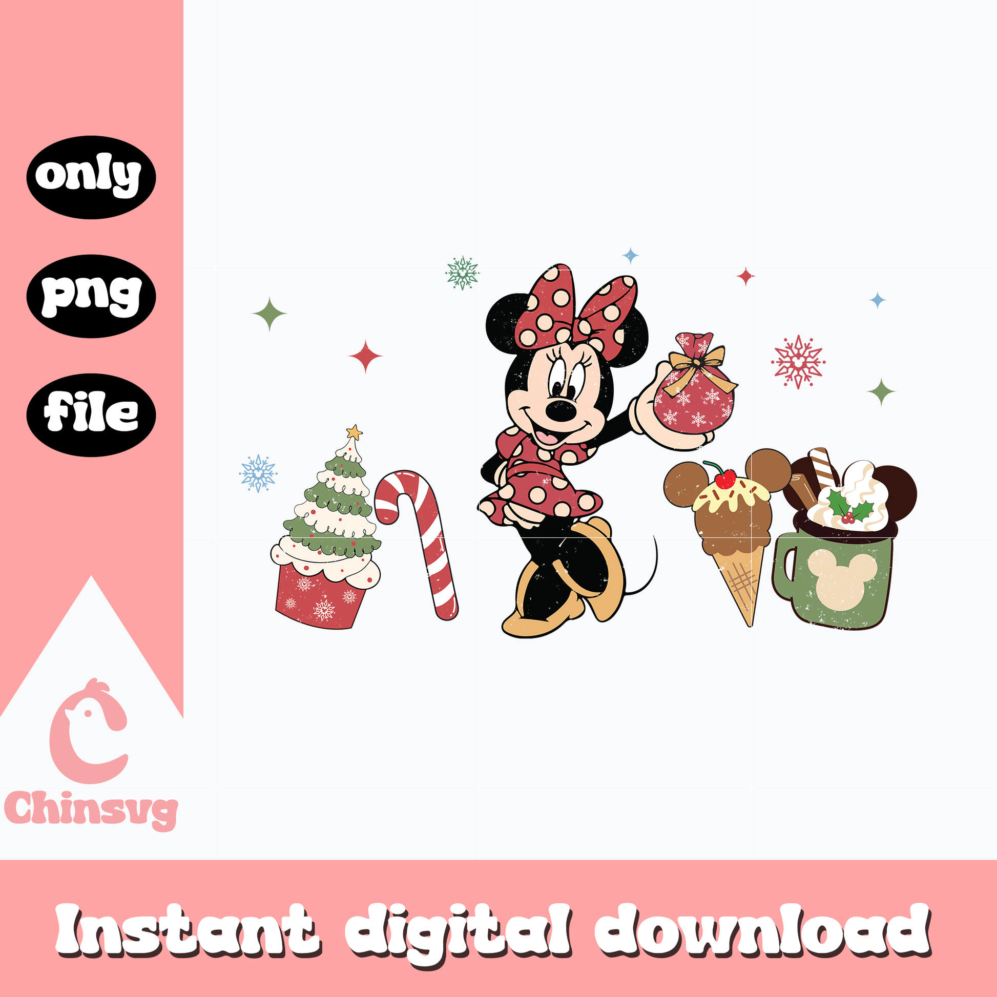 Minnie mouse christmas candy png, minnie png, christmas png