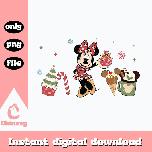 Minnie mouse christmas candy png, minnie png, christmas png