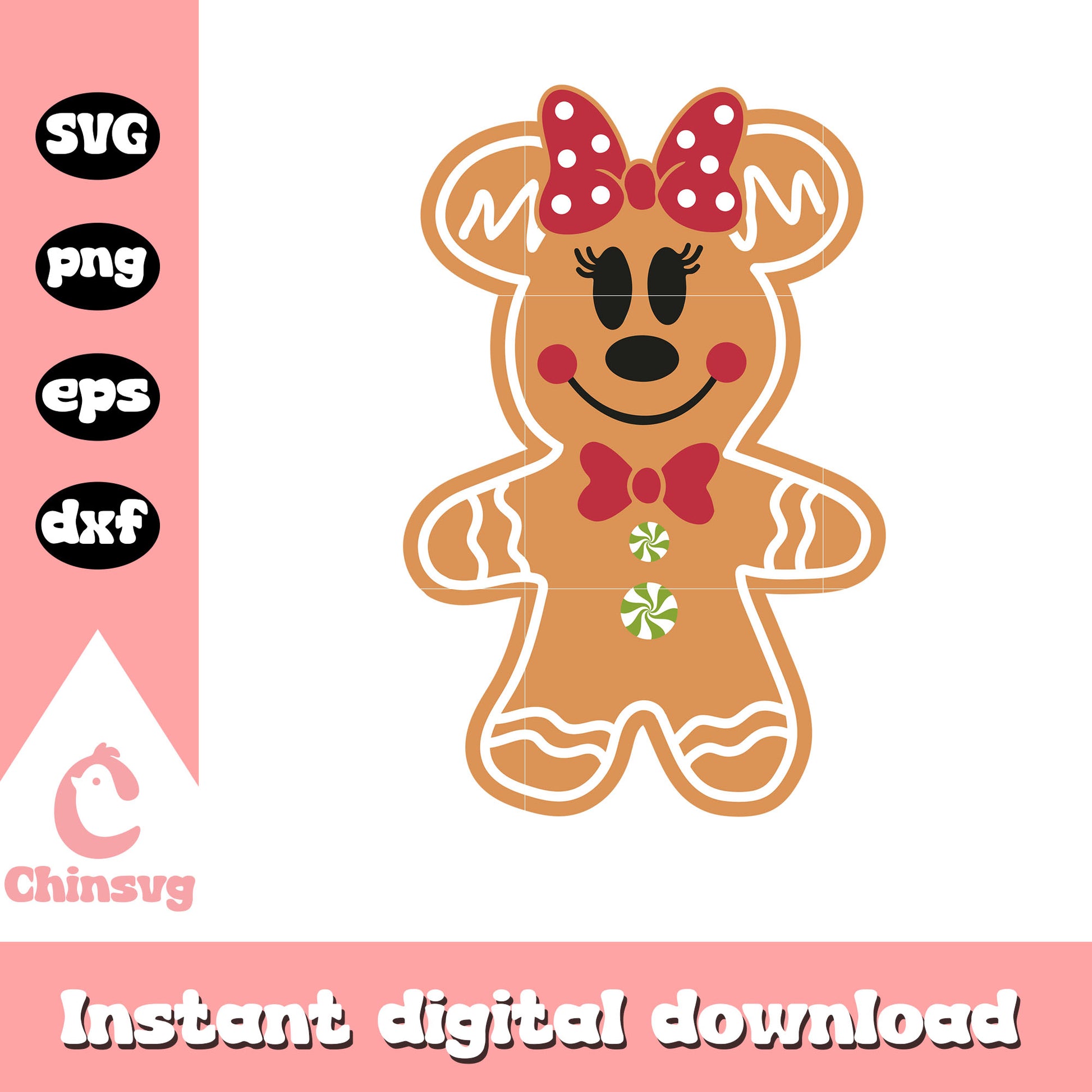 Minnie mouse christmas cookies svg, gingerbread man​ svg