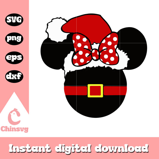 Minnie mouse christmas hat svg, santa claus hat svg