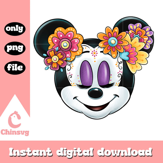 Minnie mouse design png, minnie mouse face png, flower minnie mouse png