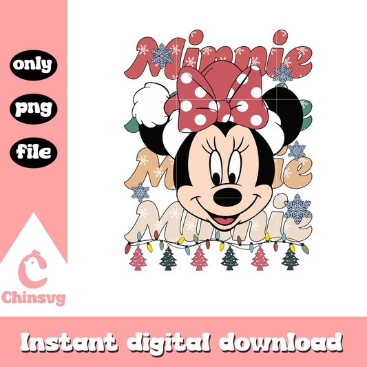 Minnie mouse face christmas lights png, minnie christmas​ png