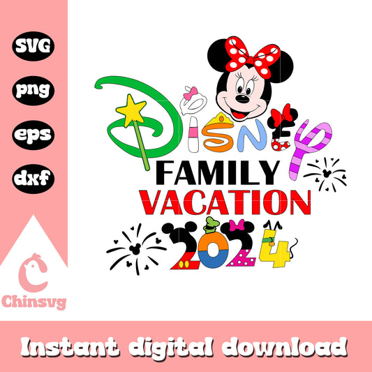 Minnie mouse face disney family vacation 2024 svg, disney svg