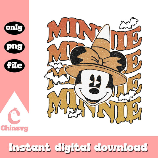 Minnie mouse face halloween vibes png, font design png