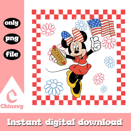 Minnie mouse freedom day png, Minnie red checkered freedom day png
