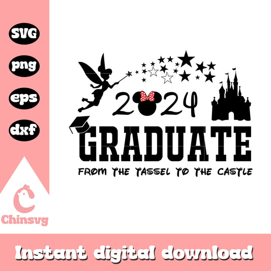 Minnie mouse graduate logo design svg, disney castle svg