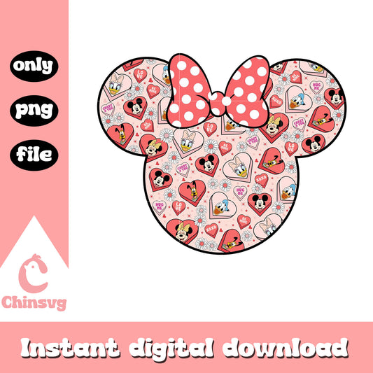 Minnie mouse head heart shape valentine png, minnie mousepng