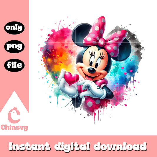 Minnie mouse heart shape design png, disney characters png