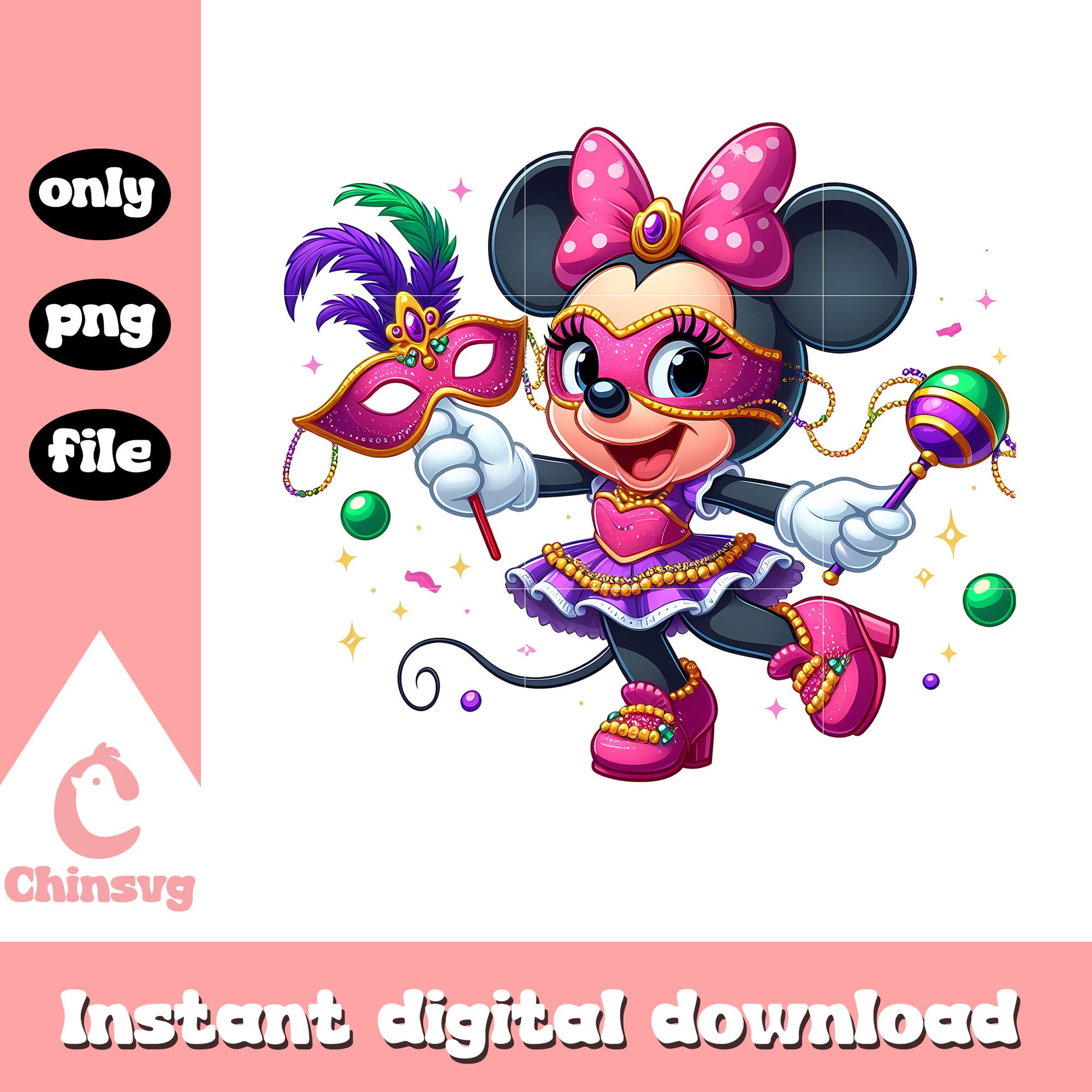 Minnie mouse on mardi gras day png, disney mardi gras png