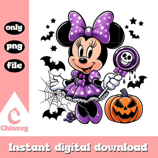 Minnie mouse purple halloween png, minnie mouse halloween​ png