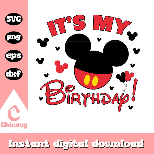Minnie mouse red it's my birthday svg, minnie ears svg, disney svg