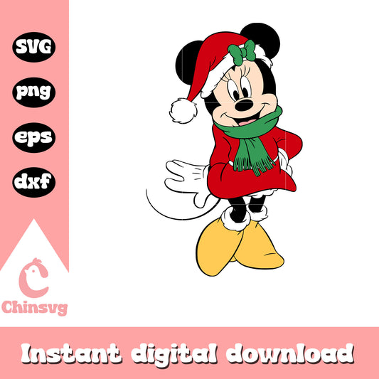 Minnie mouse santa design svg, minnie mouse santa hat​ svg