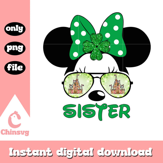 Minnie patrick glasses sister png, happy saint patricks day png