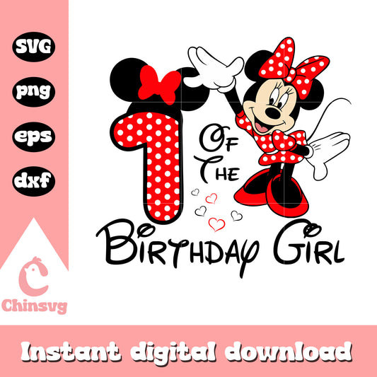 Minnie red 1st of the birthday girl svg, minnie birthday svg