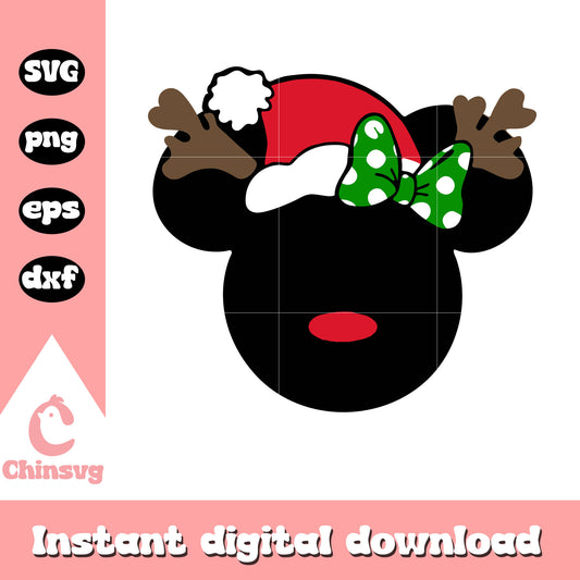 Minnie reindeer christmas svg, christmas minnie ears svg