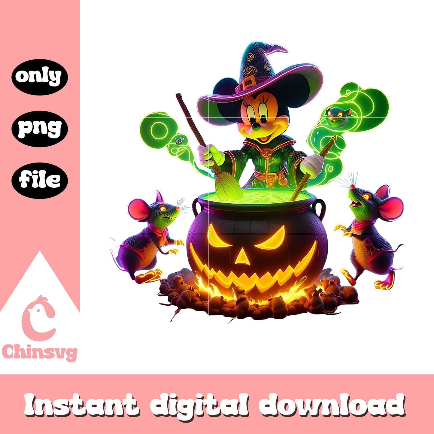 Minnie the scary witch png, witch cauldron png, minnie png