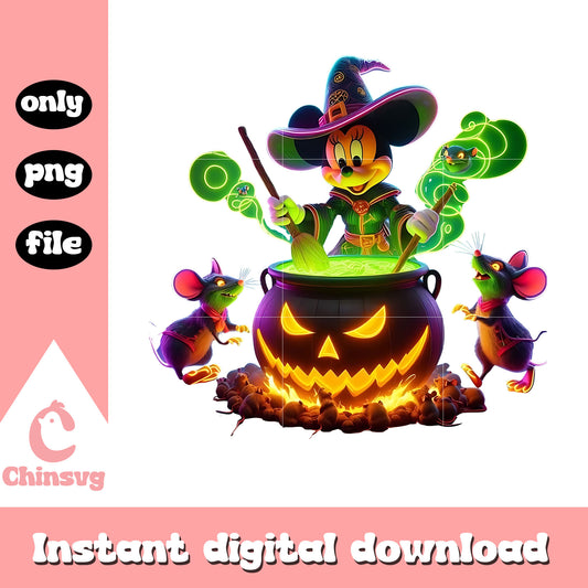 Minnie the scary witch png, witch cauldron png, minnie png
