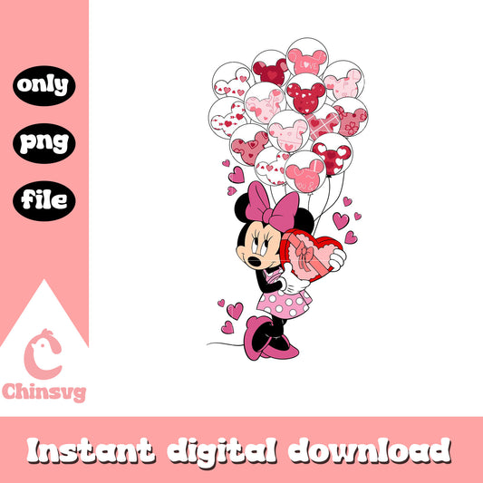 Minnie valentine mickey balloon png, valentine present png
