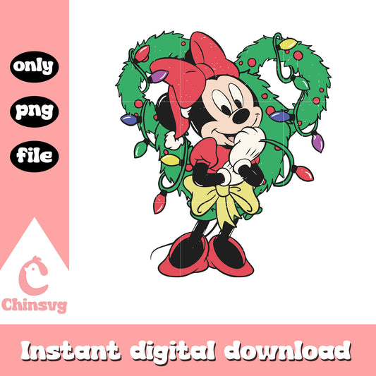 Minnie wreath mickey ears christmas png, minnie christmas​ png
