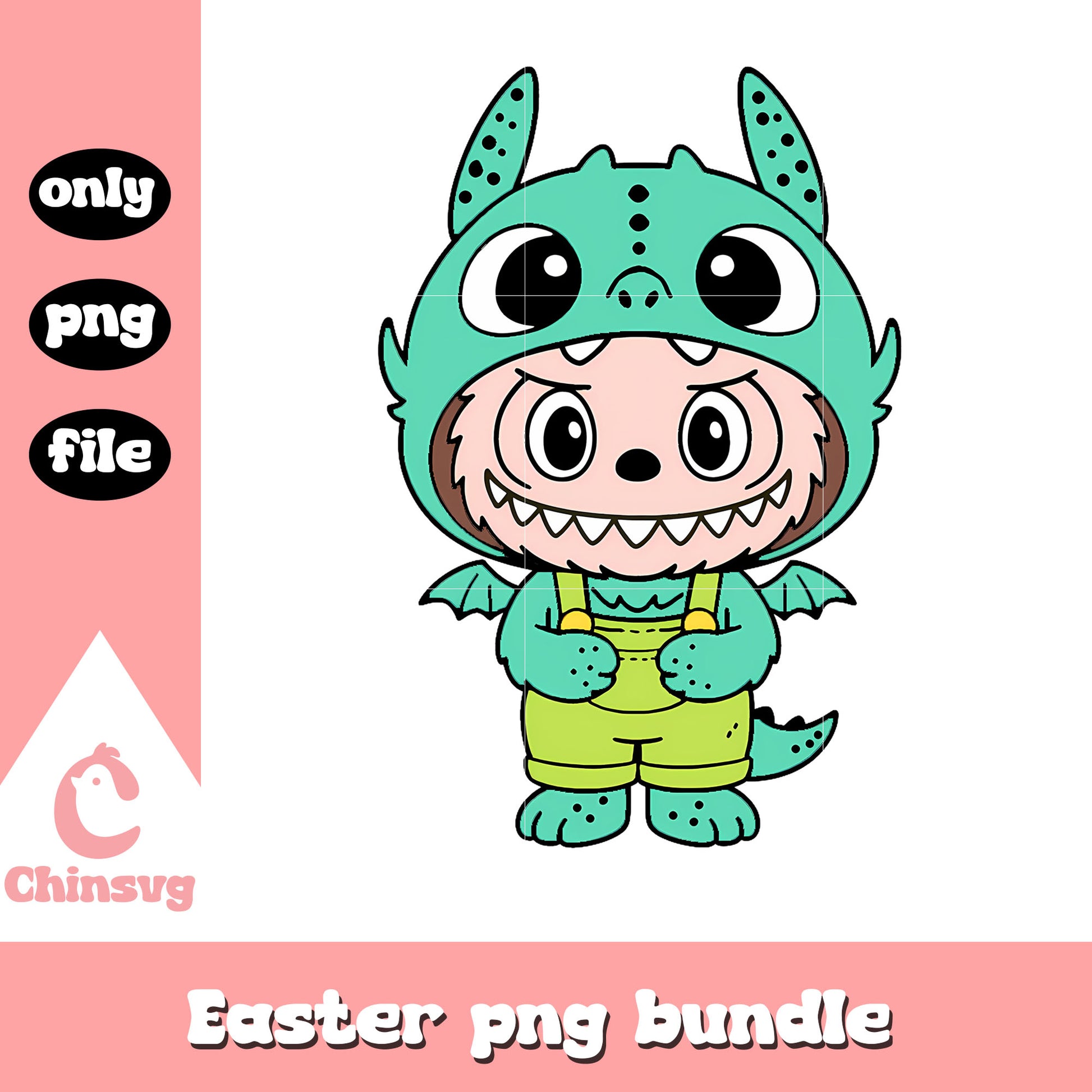 Mint green baby dragon labubu cute doll png, labubu green png