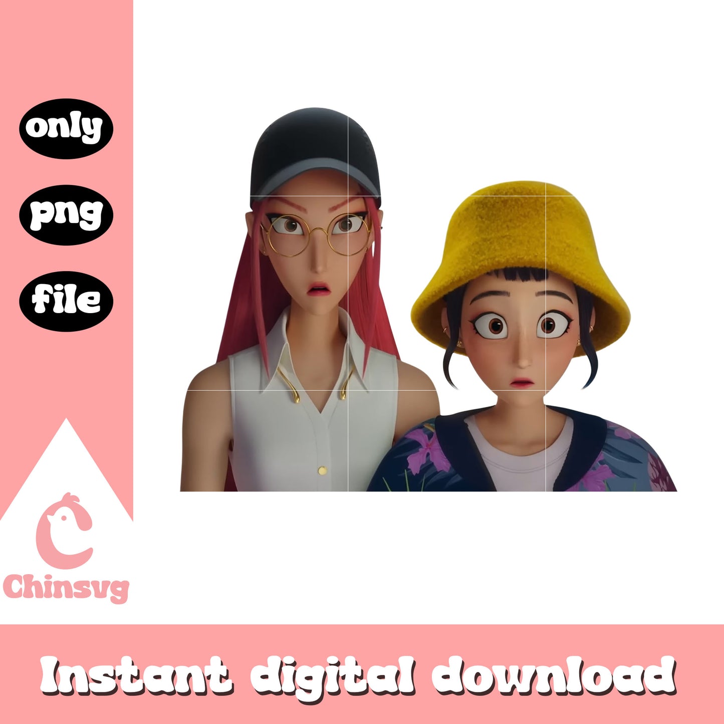 Mira and zoey character design png, huntrix team png