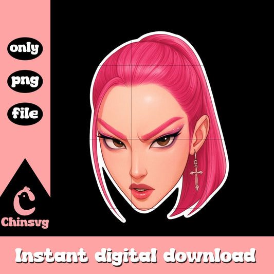 Mira angry face design png, mira kpop demnon hunters png
