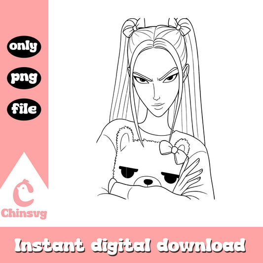 Mira character and teddy bear png, mira huntrix png