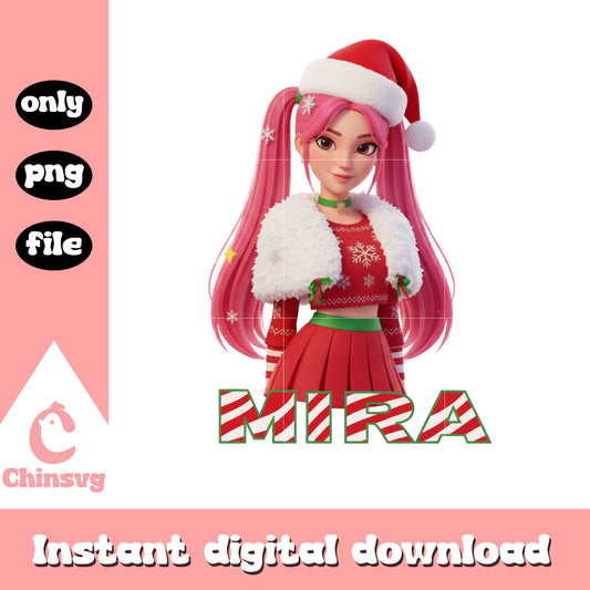 Mira christmas santa claus outfit png, mira kpop demon hunters png