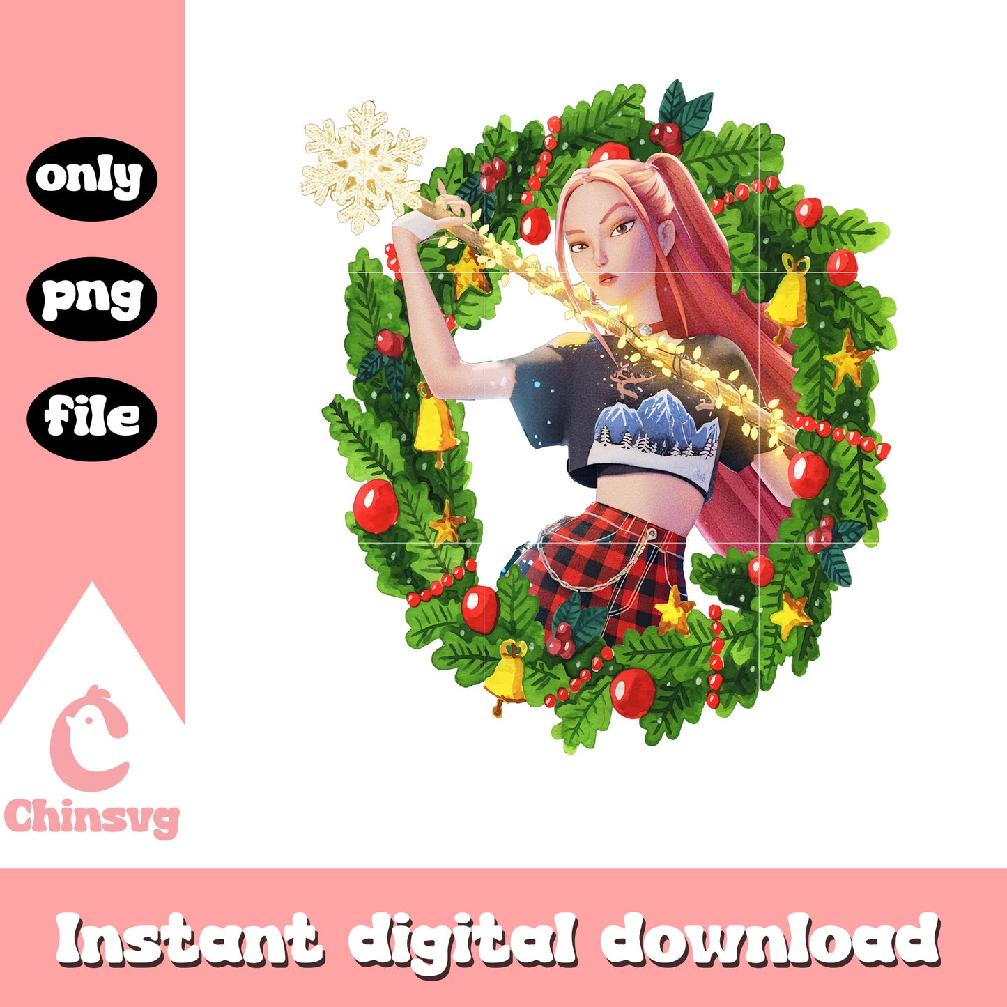 Mira christmas wreath png, christmas tree ornaments png