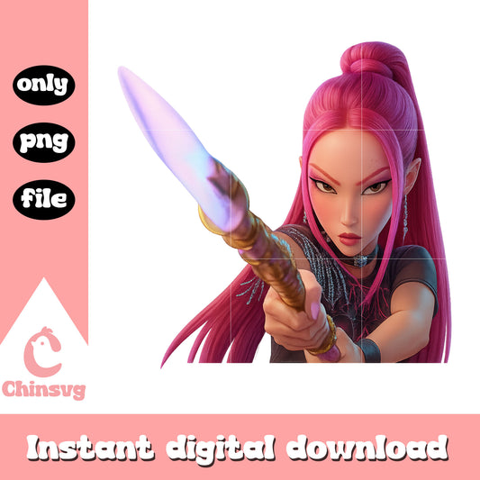 Mira demon hunters fight design png, mira kpop demon hunters png