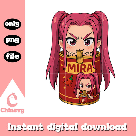 Mira eating noodles cute design png, mira kpop demon hunters png