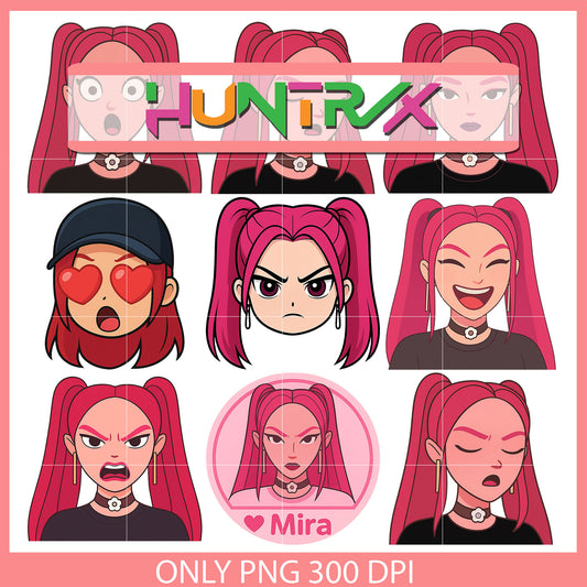 Mira emotion hunters design bundle png, mira character png, huntrix movie png