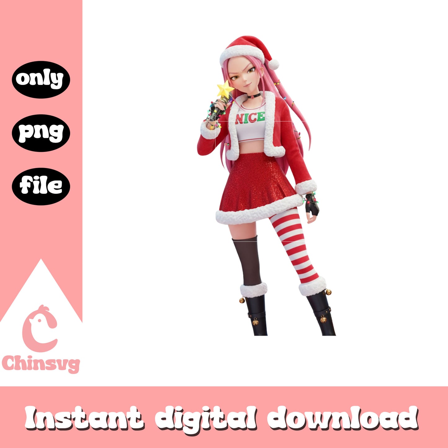 Mira huntrix hand christmas star design png, happy x mas png