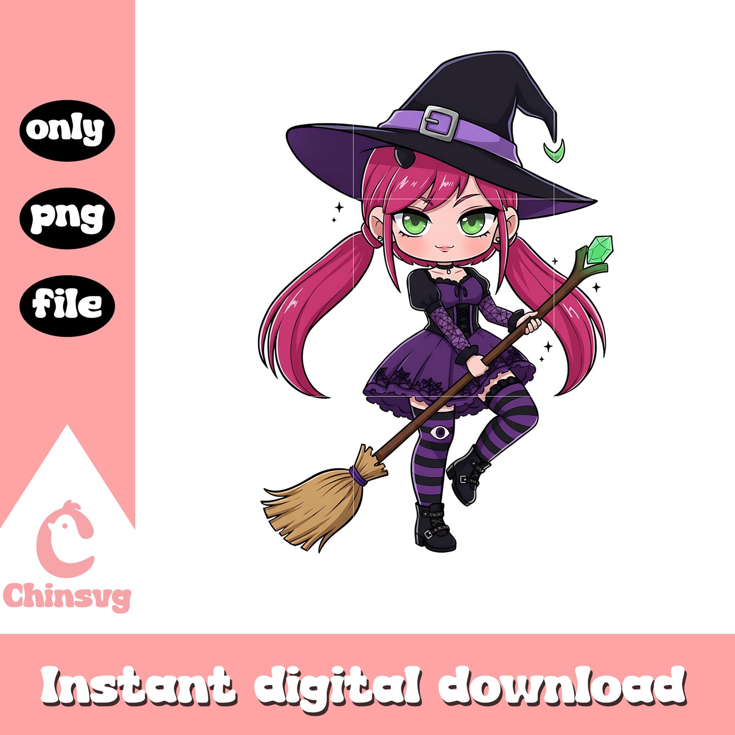 Mira witch chibi design png, kpop demon hunters mira​ png, halloween png