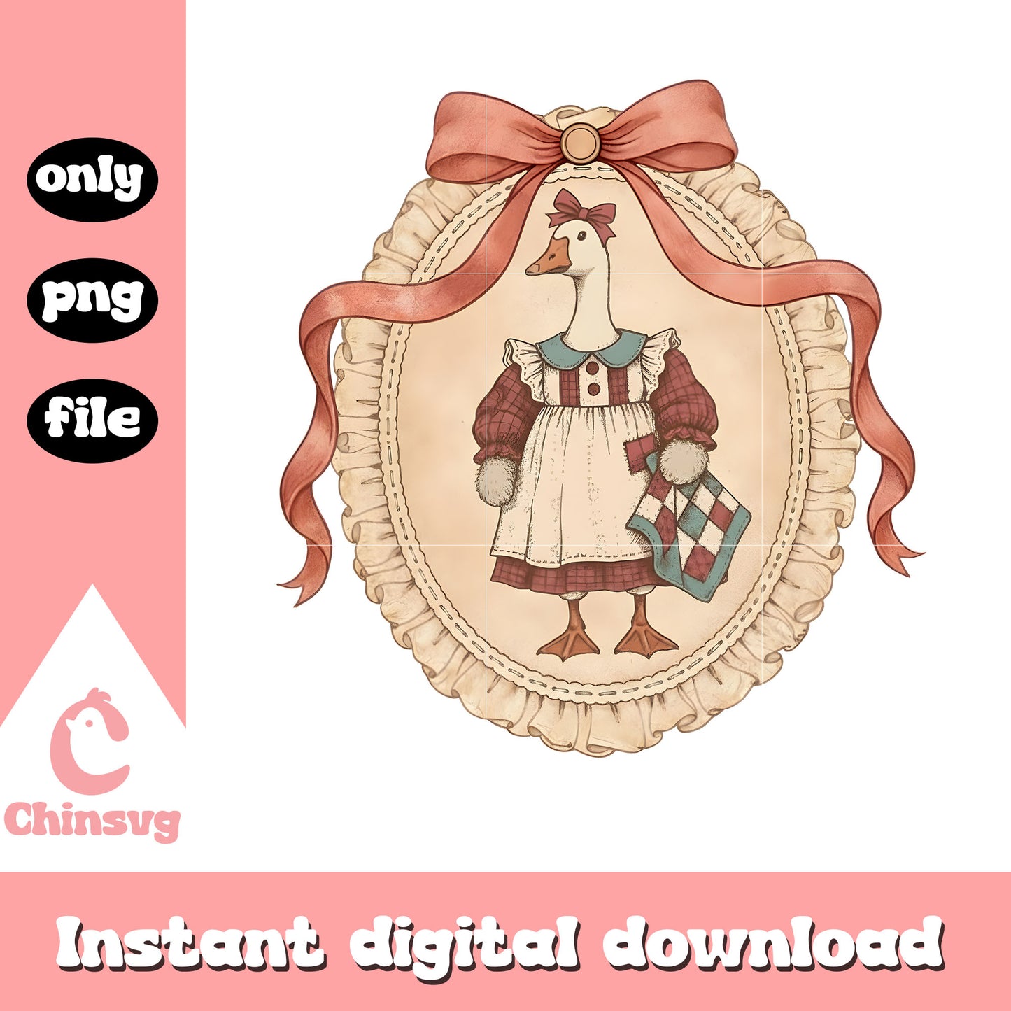 Mirror bow coquette duck mommy png, duck valentines​ png