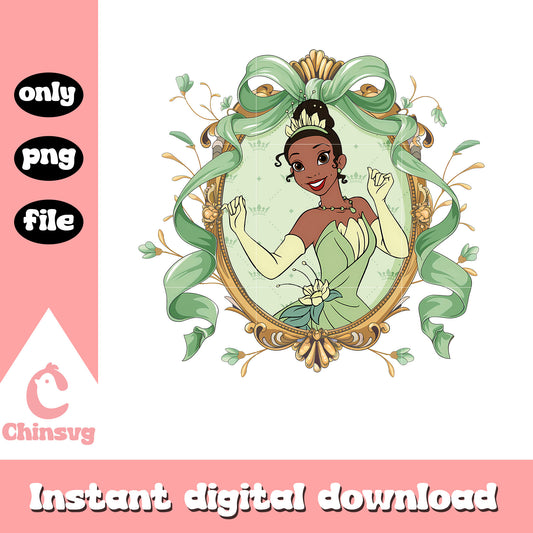 Mirror green bow tiana princess png, disney princess character png