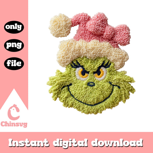 Miss grinch head on christmas png, grinch smile png