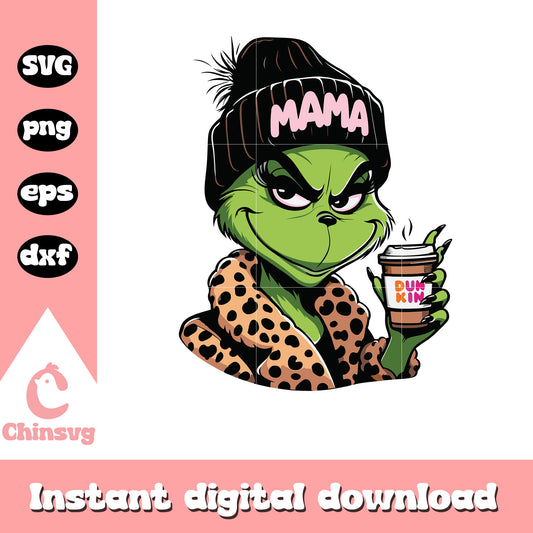 Miss grinch leopard pattern svg, the grinch svg, coffee svg