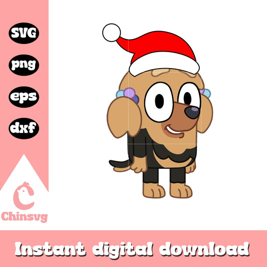 Missy tzuia santa hat christmas design svg, bluey missy​ svg
