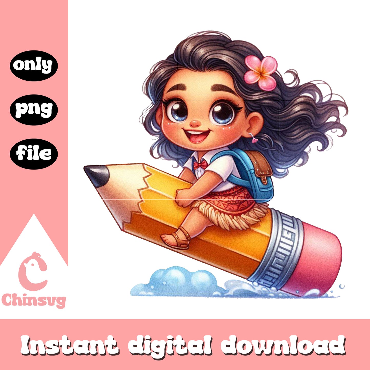 Moana character and pencil design png, magic school ai png