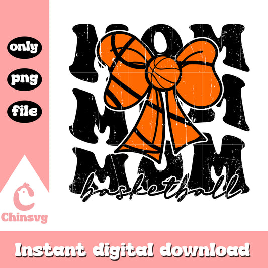 Mom basketball bow design png, basketball png, mama png
