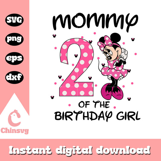 Mommy 2nd of the birthday girl svg, happy birthday minnie​ svg