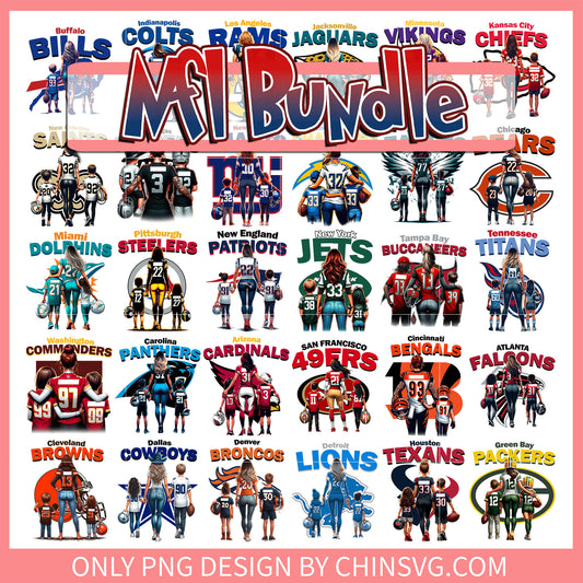 Mom nfl teams design bundle png, 32 nfl teams list​ png