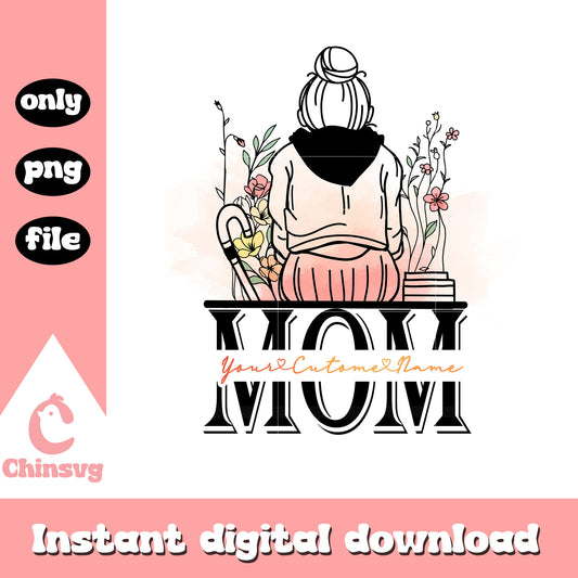 Mom your custome name png, mom png, vintage design png