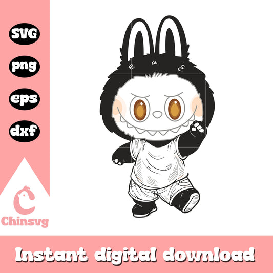 Monochrome mischief labubu drawing svg, labubu blind box svg
