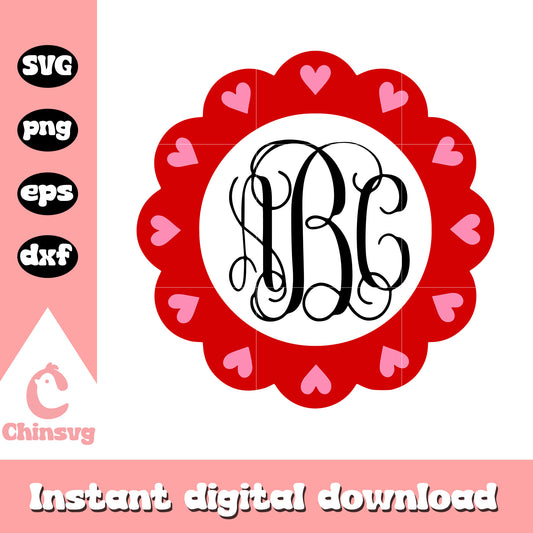 Monogram script scalloped circle design svg, logo design svg