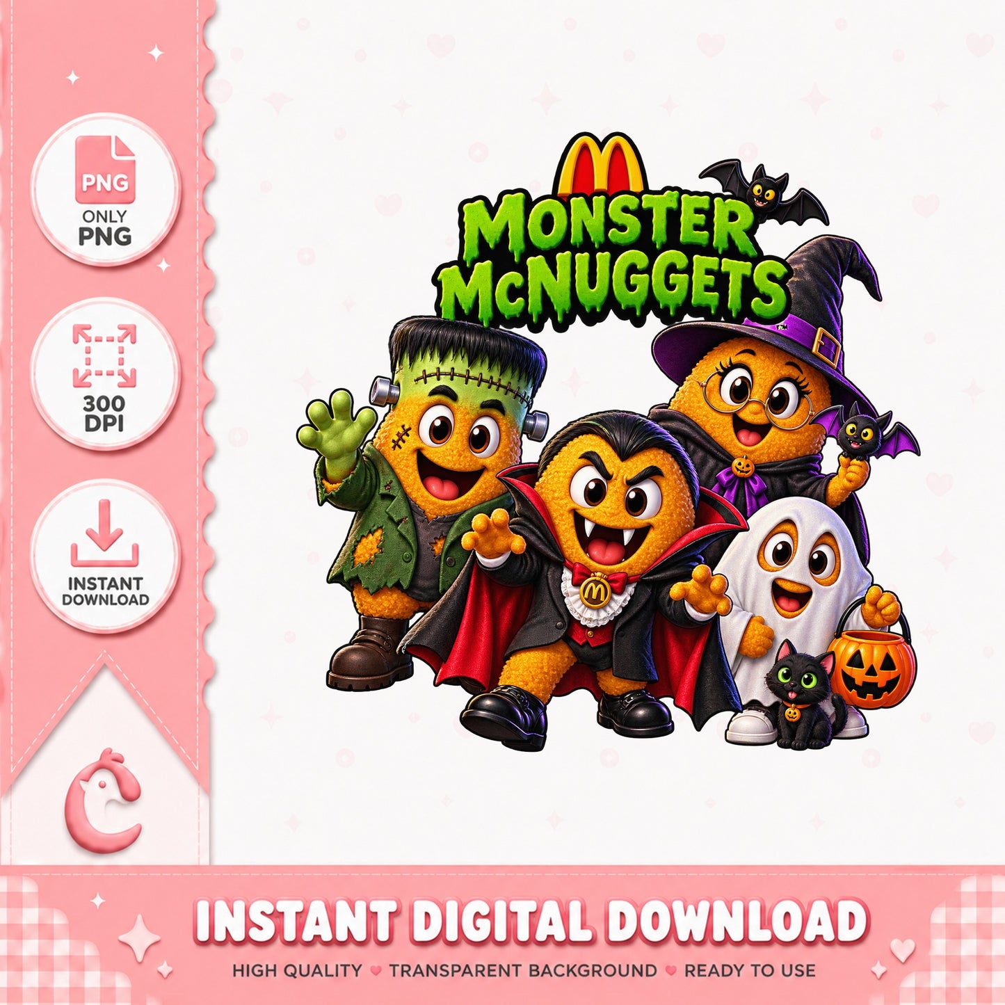 Monster McNuggets Halloween PNG, Cute Spooky Characters, PNG
